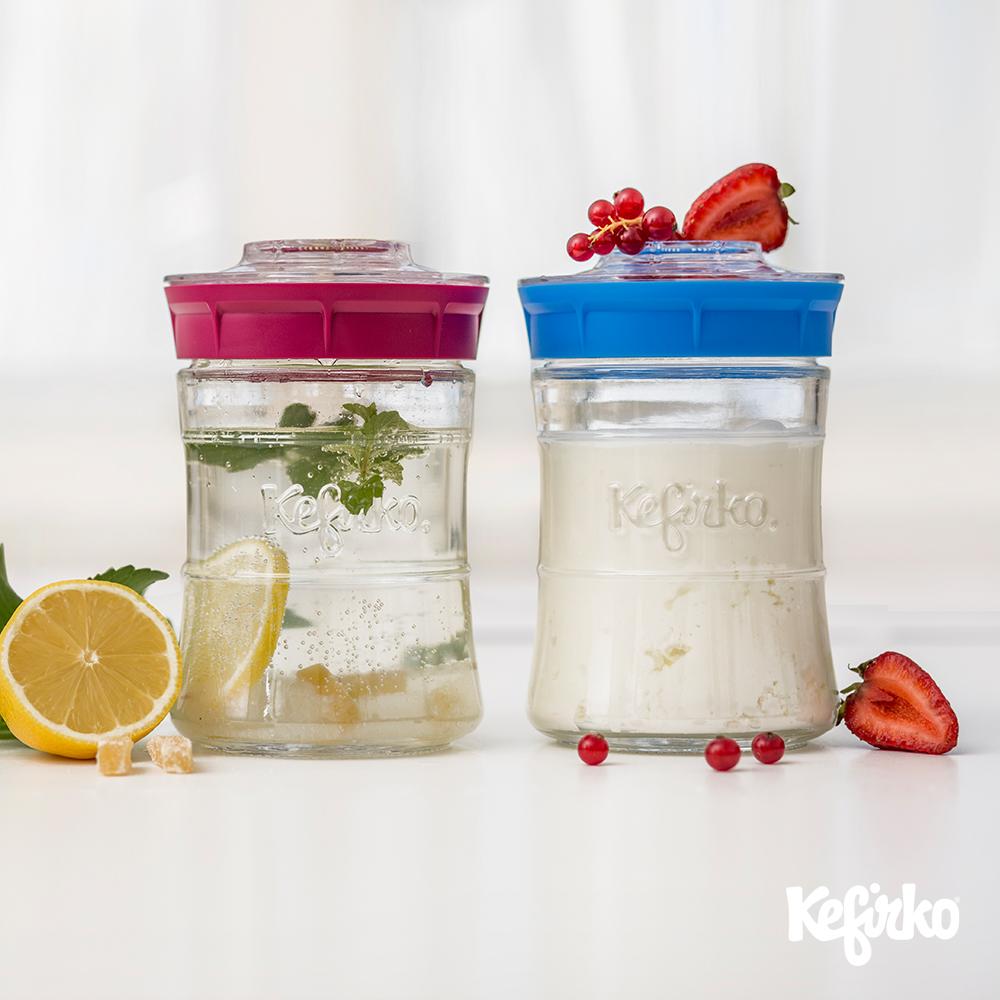 Kefirko Complete Kefir Starter Kit - Water & Milk Fermentation Kit - Easily  Make Kefir at Home (47 fl oz) (Dark Blue) 
